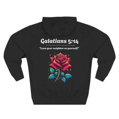 Inspirational Three-Panel Fleece Hoodie with Floral Design - Faith & Love