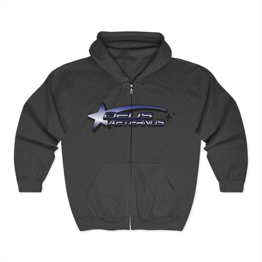 Unisex Heavy Blend™ Full Zip Hooded Sweatshirt - Cosmic Vibes with 'Deus' Design