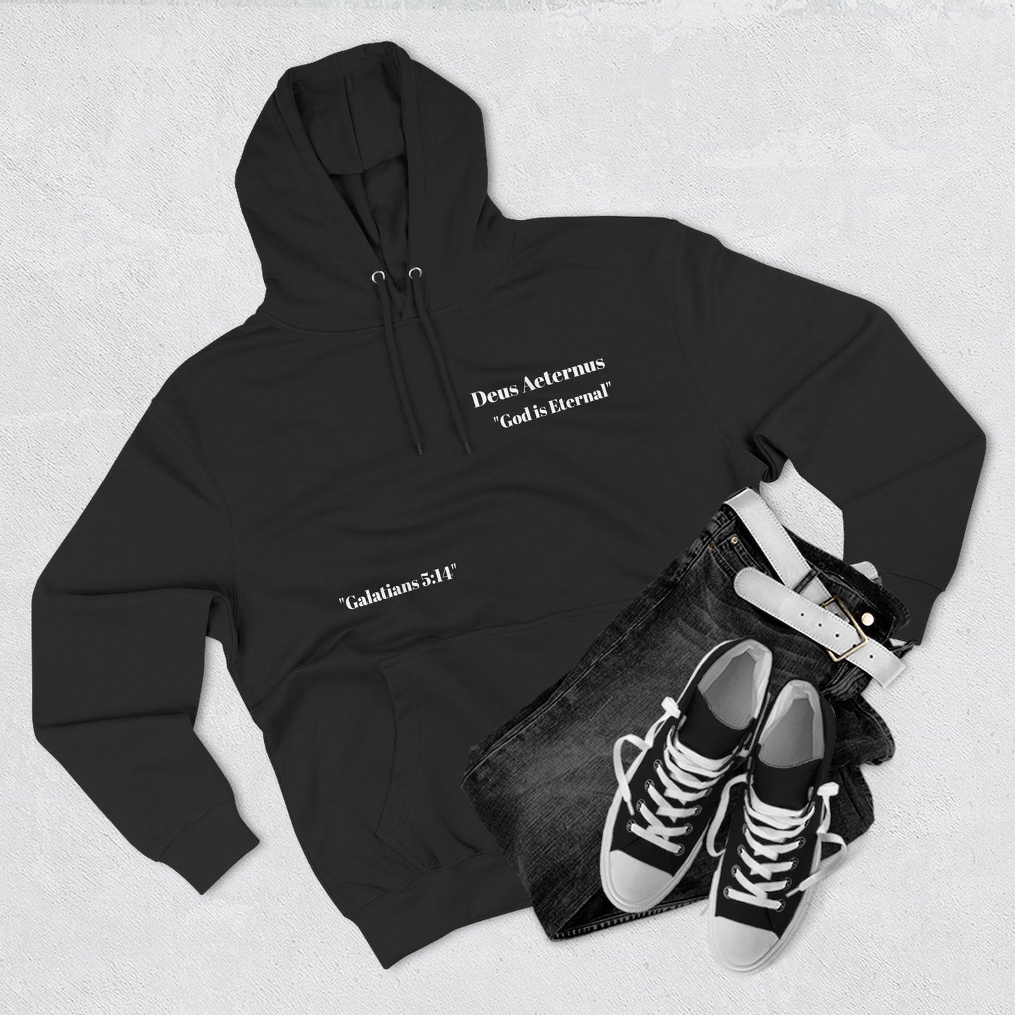 Inspirational Three-Panel Fleece Hoodie with Floral Design - Faith & Love