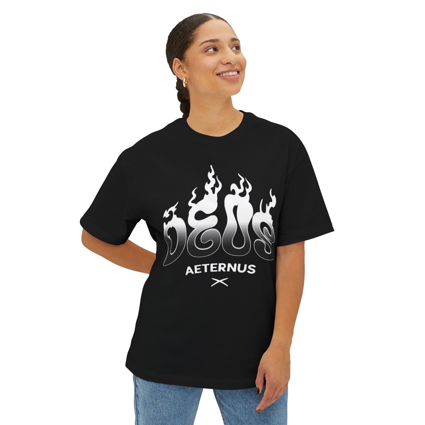 Deus Aeternus Oversized Tee - Spiritual Graphic T-Shirt for Everyday Wear