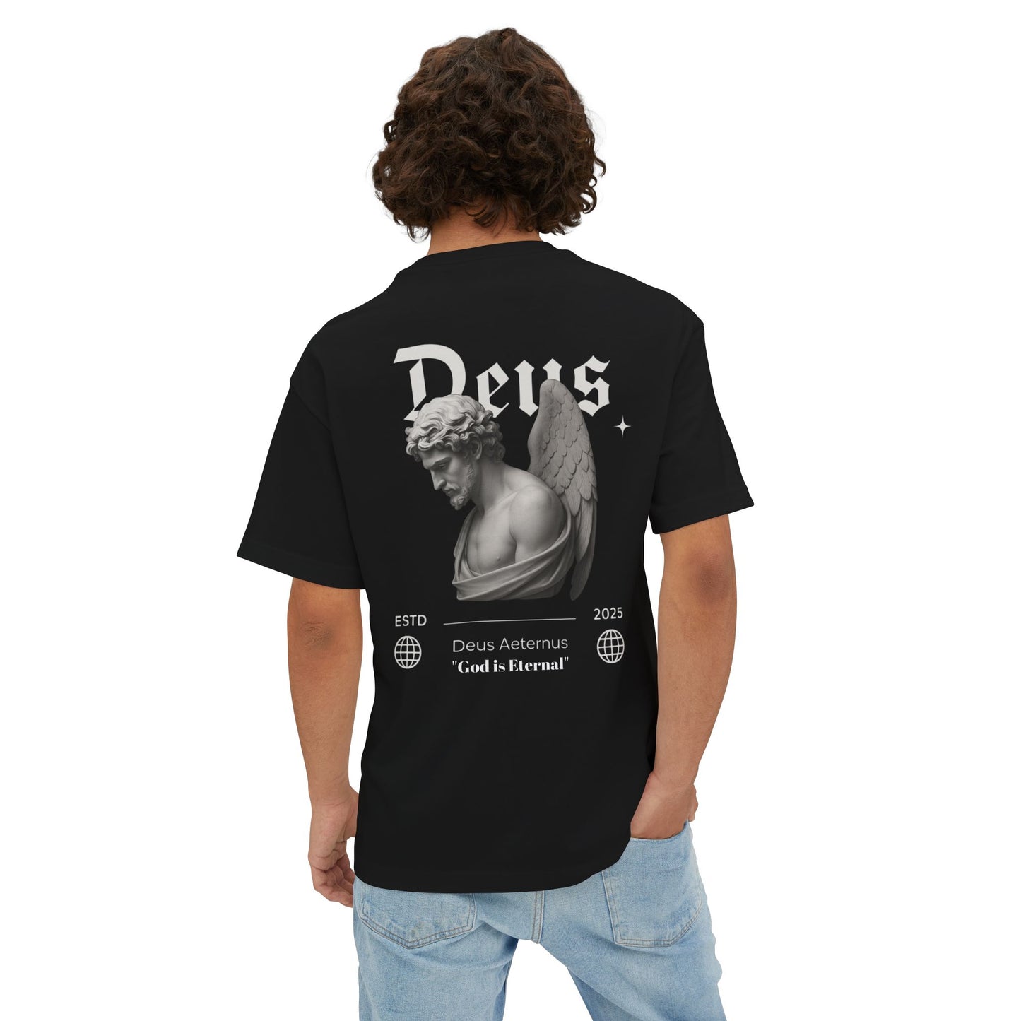 Deus Aeternus Oversized Tee - Spiritual Graphic T-Shirt for Everyday Wear